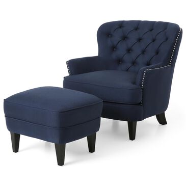 Noble House Correia Club Chair with Ottoman in Blue, , large
