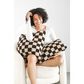 Sunday Citizen Checkerboard 20" Square Throw Pillow in Mocha and Sahara Tan, , large