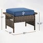 Sunwell Garden Outdoor Ottoman with Navy Cushion in Brown (Set of 2), , large