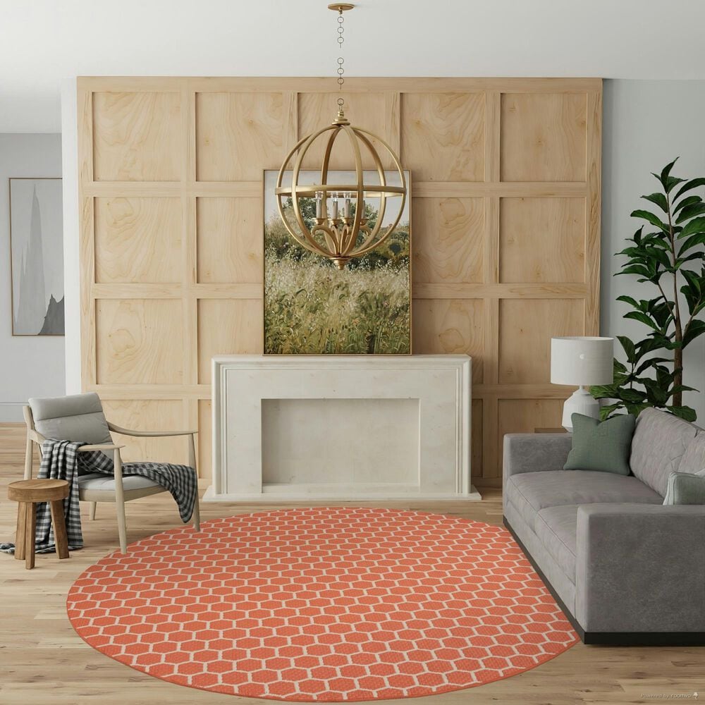 Nourison Twist Reversible 8&#39; Round Coral Indoor/Outdoor Area Rug, , large