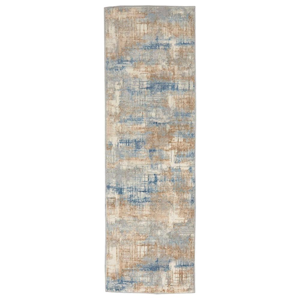 Nourison Rush 2"3" x 10" Blue and Beige Runner, , large