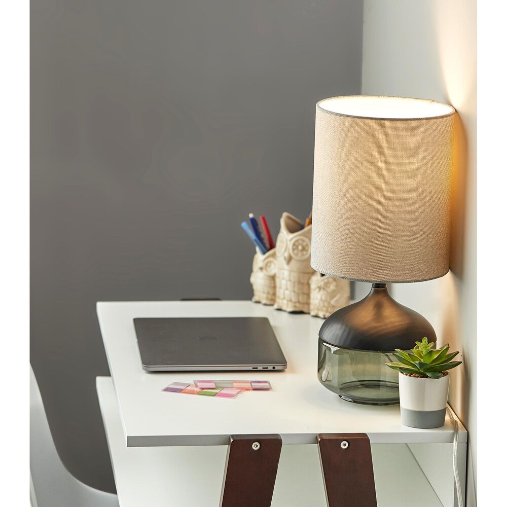 Adesso Marina Table Lamp in Black and Smoked Glass, , large