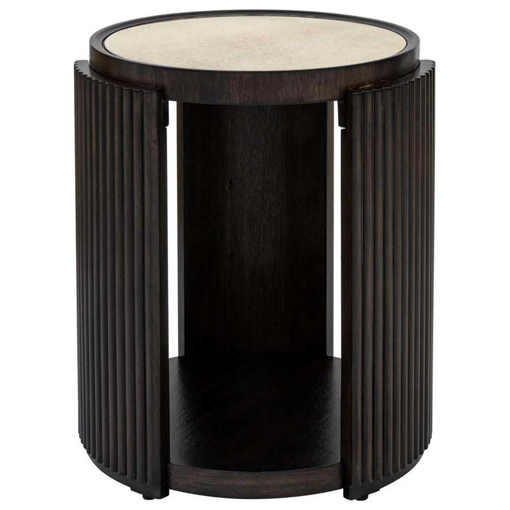 Bassett Mirror Company Rivera End Table in Charcoal Oak and Gold Tinted, , large