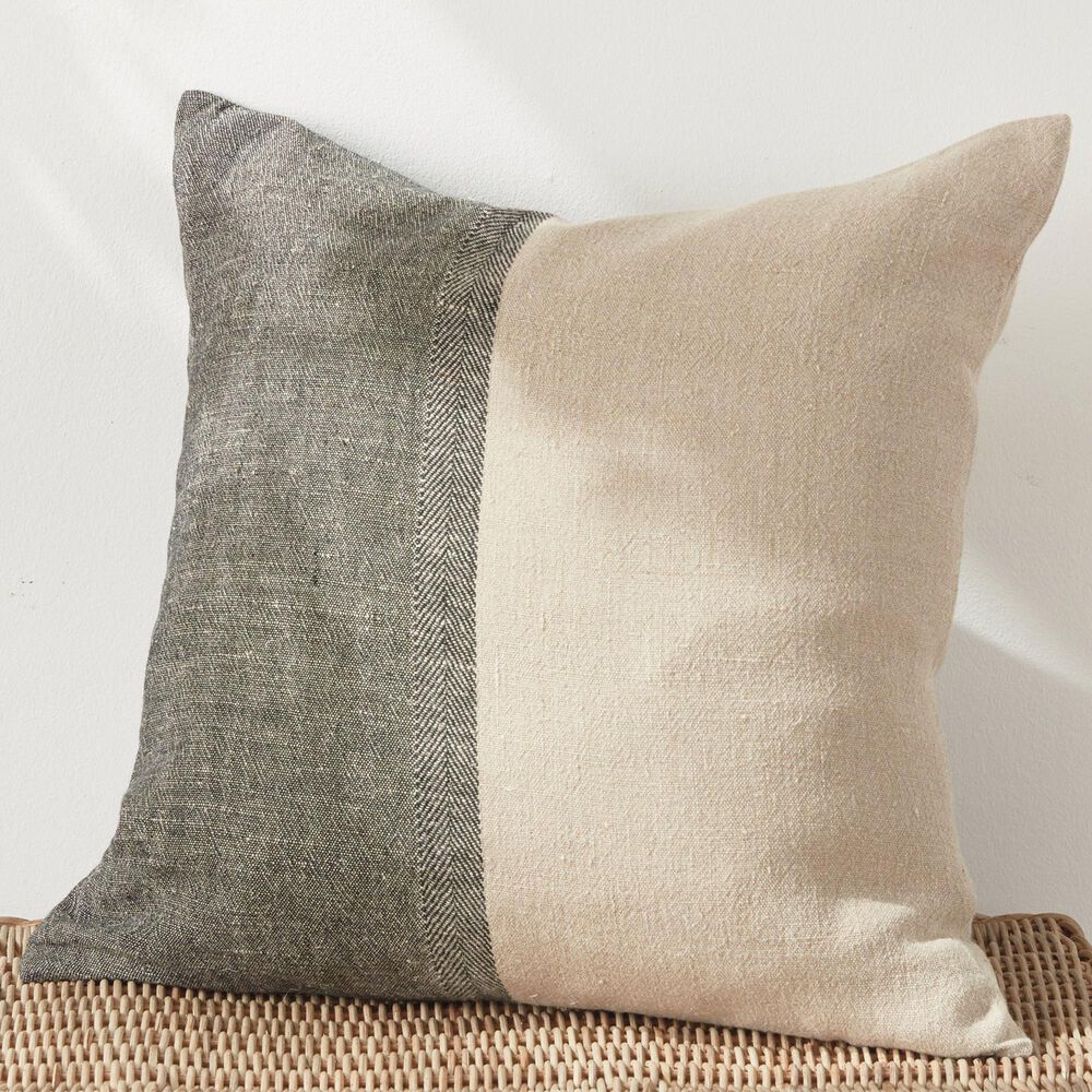 Napa Home and Garden Jules 24&quot; x 24&quot; Throw Pillow in Black and Flax, , large