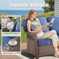 Hearth and Haven Outdoor Sofa with T-back Cushions and Brown Wicker in Blue, , large