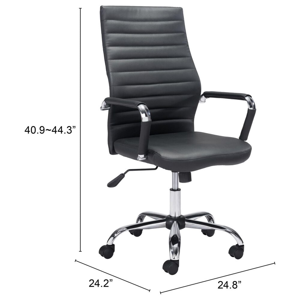 Zuo Modern Primero Office Chair in Black and Silver, , large