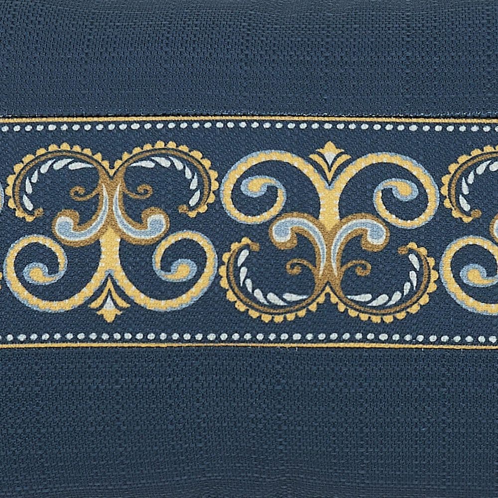 J. Queen New York Messina 12&quot; x 22&quot; Lumbar Pillow in Gold and Navy Blue, , large