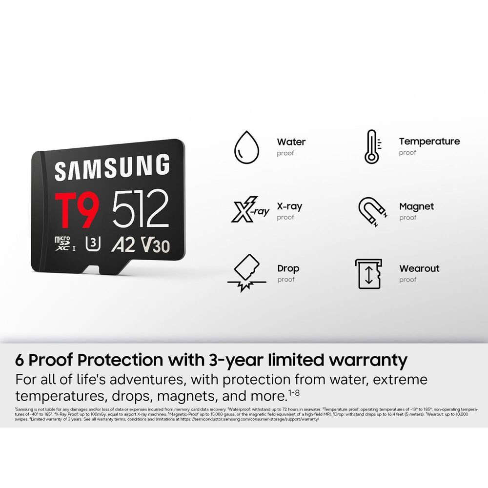 Samsung 512GB T9 UHS-I microSDXC Memory Card in Black, , large