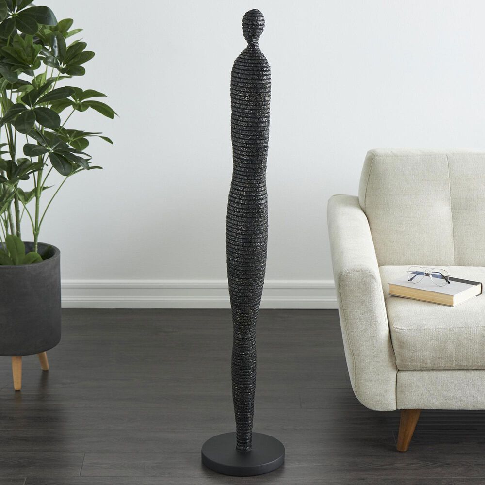 Maple and Jade 53&quot; Tall Slim Figure People Decorative Sculpture in Textured Black, , large