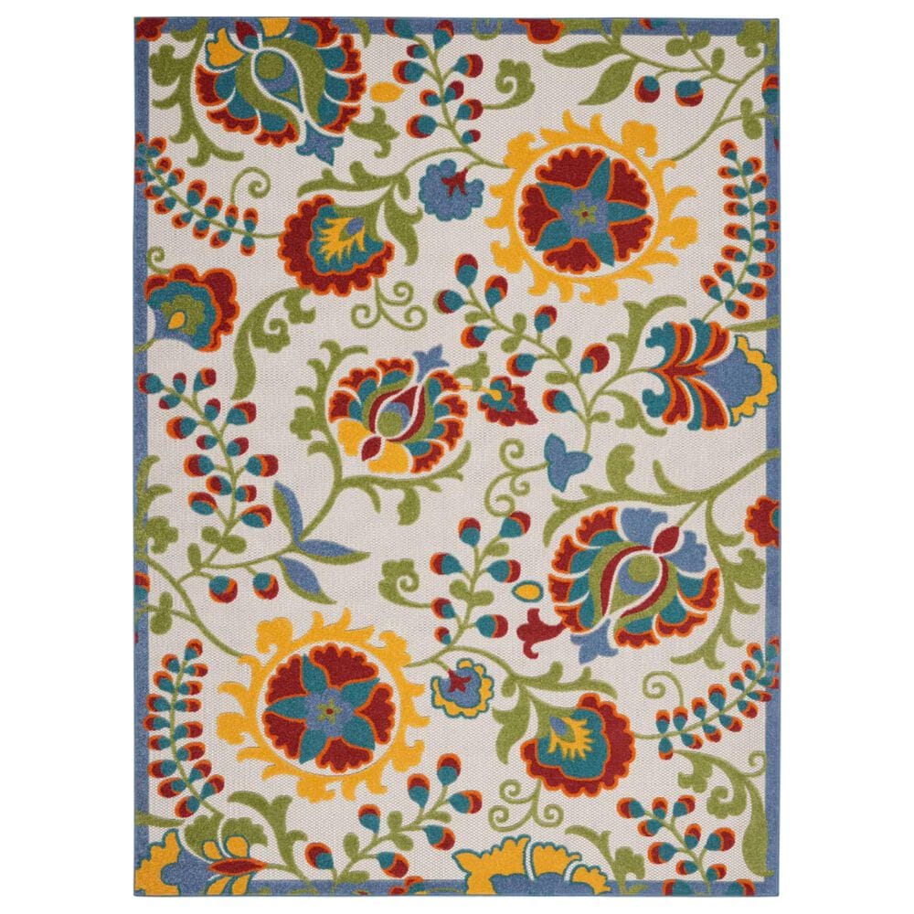 Nourison Aloha ALH17 12" x 15" Ivory and Multicolor Indoor/Outdoor Area Rug, , large
