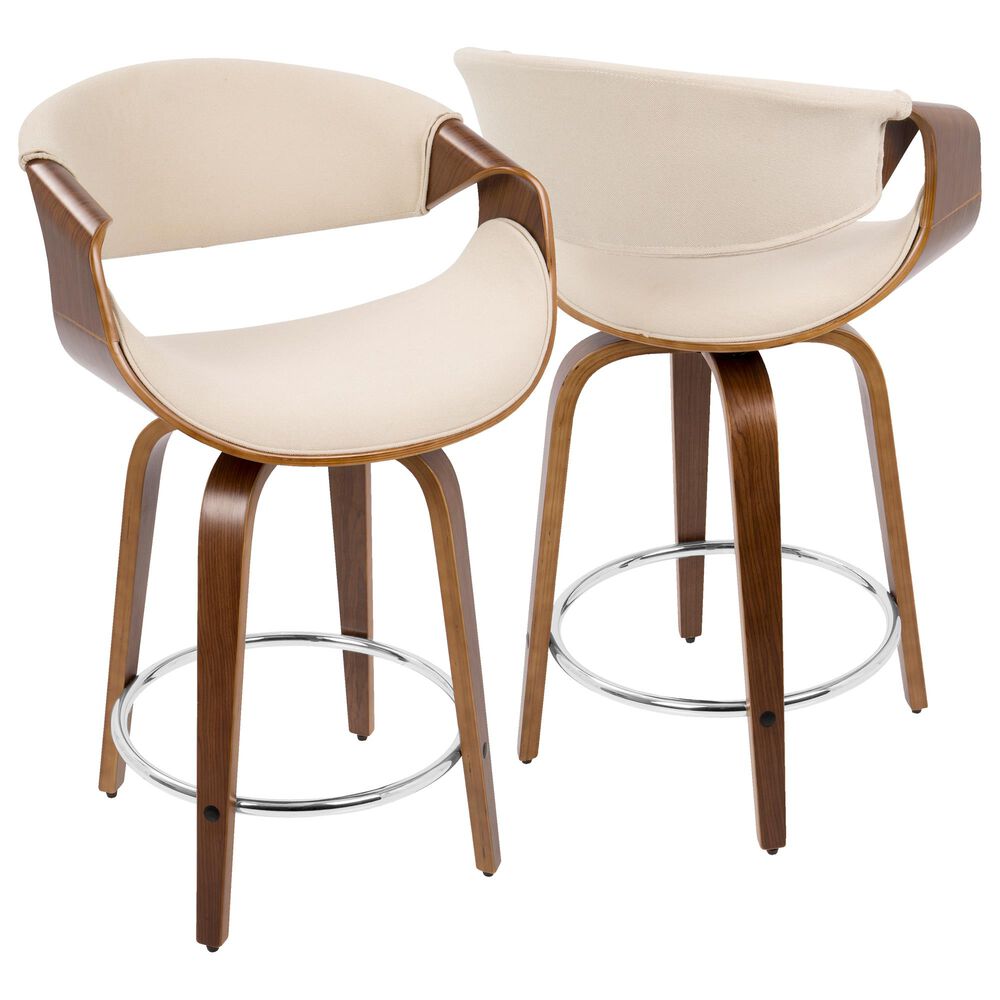 Lumisource Curvo Counter Stool in Cream &#40;Set of 2&#41;, , large