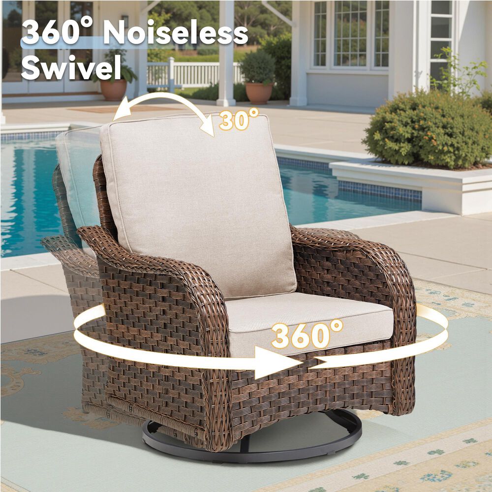 Hearth and Haven 3-Piece Outdoor Bistro Set with Swivel Gliders Rocker in Beige, , large
