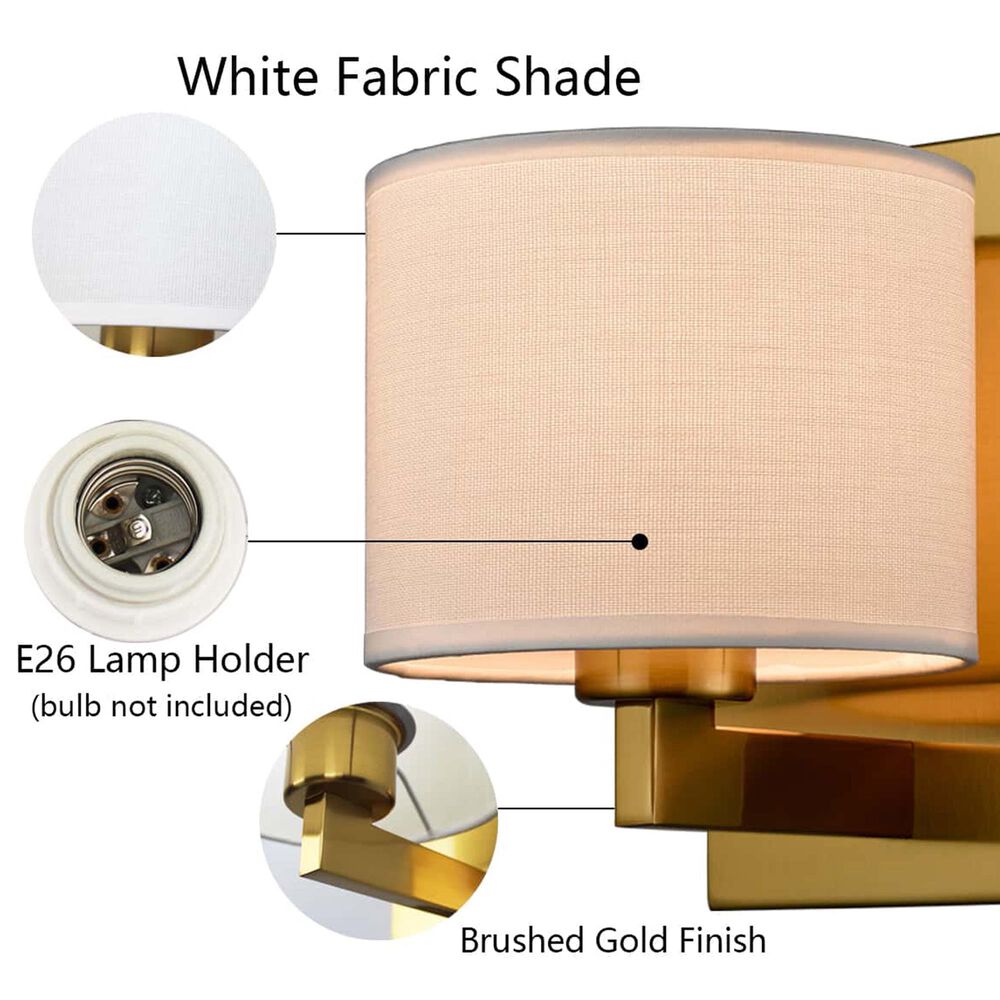 Claxy 1-Light Fabric Shade Wall Sconce in Gold &#40;Set of 2&#41;, , large