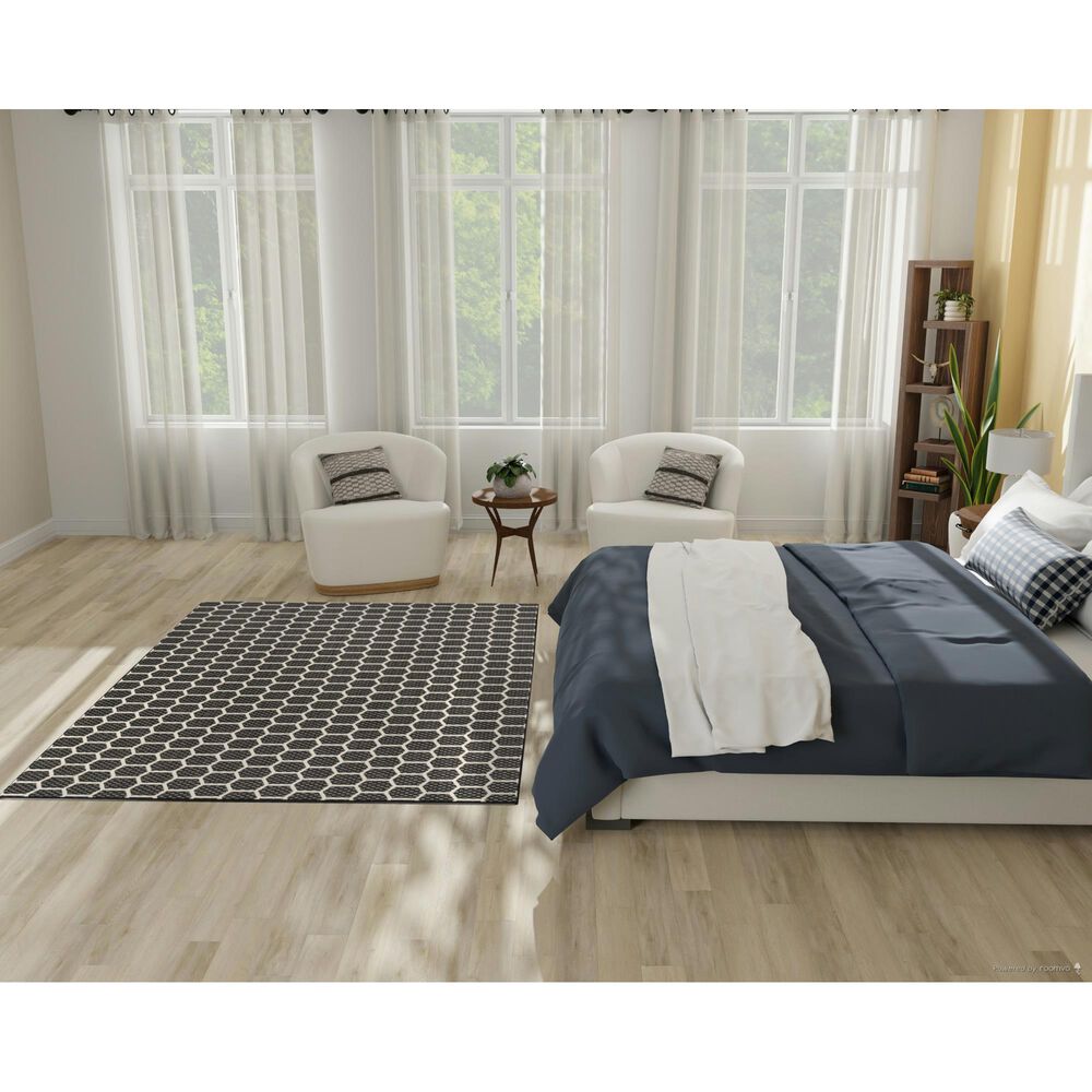 Nourison Twist Reversible 5&#39; x 7&#39; Black Indoor/Outdoor Area Rug, , large