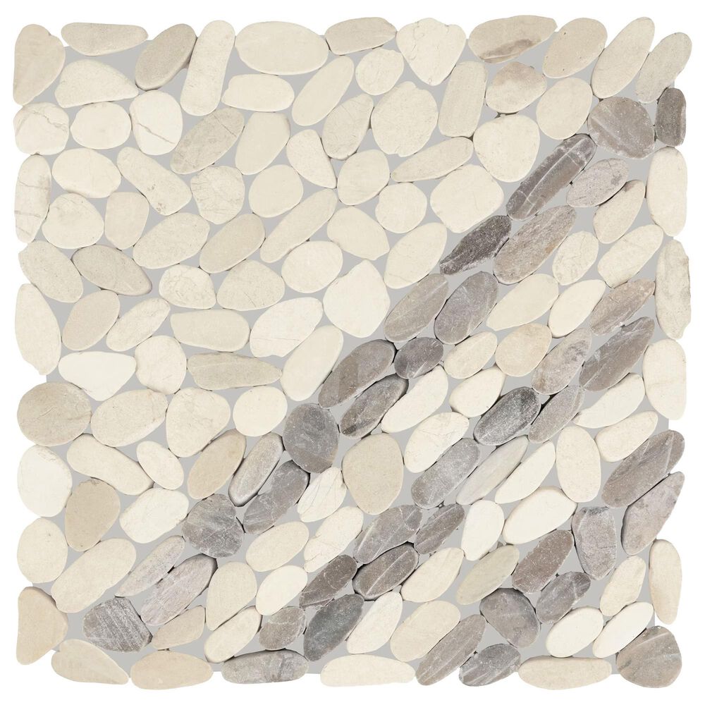 Dal-Tile Pebble Oasis Seashell 12&quot; x 12&quot; Striped Natural Stone Mosaic Sheet, , large