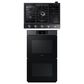 Samsung 2-Piece Kitchen Package with 30" Matte Black Steel Double Wall Oven and 30" Black Stainless Steel Smart Gas Cooktop, , large