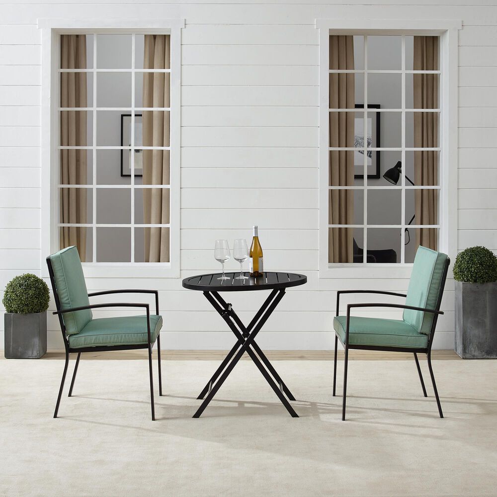 Crosley Furniture Kaplan 3-Piece Patio Bistro Set with Arm Chair in ...