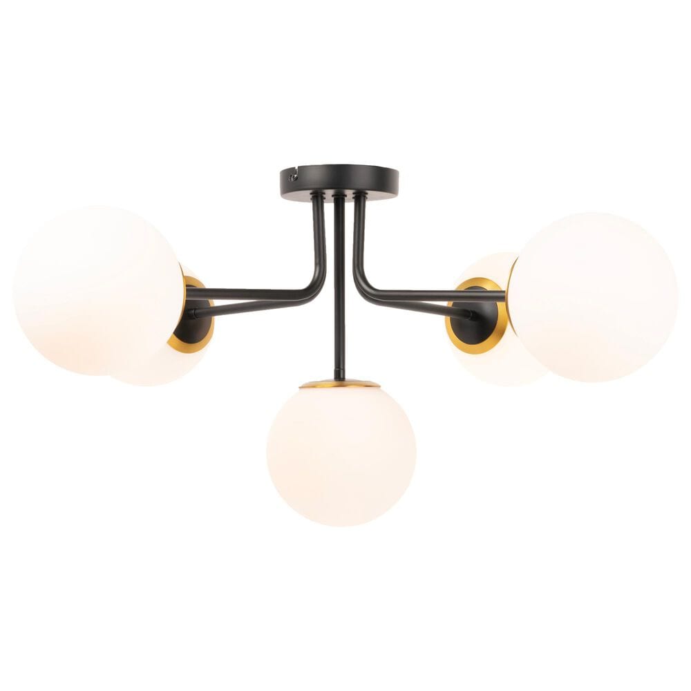 Creative Coop Austin 5-Light Sputnik Flush Mount in Black and Gold, , large