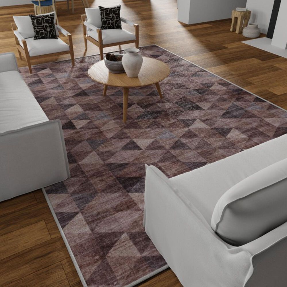 Central Oriental Rugease Velveteen Marlow Brown and Dark Grey 7&#39;6&quot; x 9&#39;6&quot; Area Rug, , large