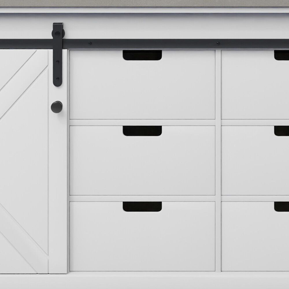 Lexora Home Marsyas 84" Double Bathroom Vanity in White with Grey Quartz Top and Rectangular Sinks, , large