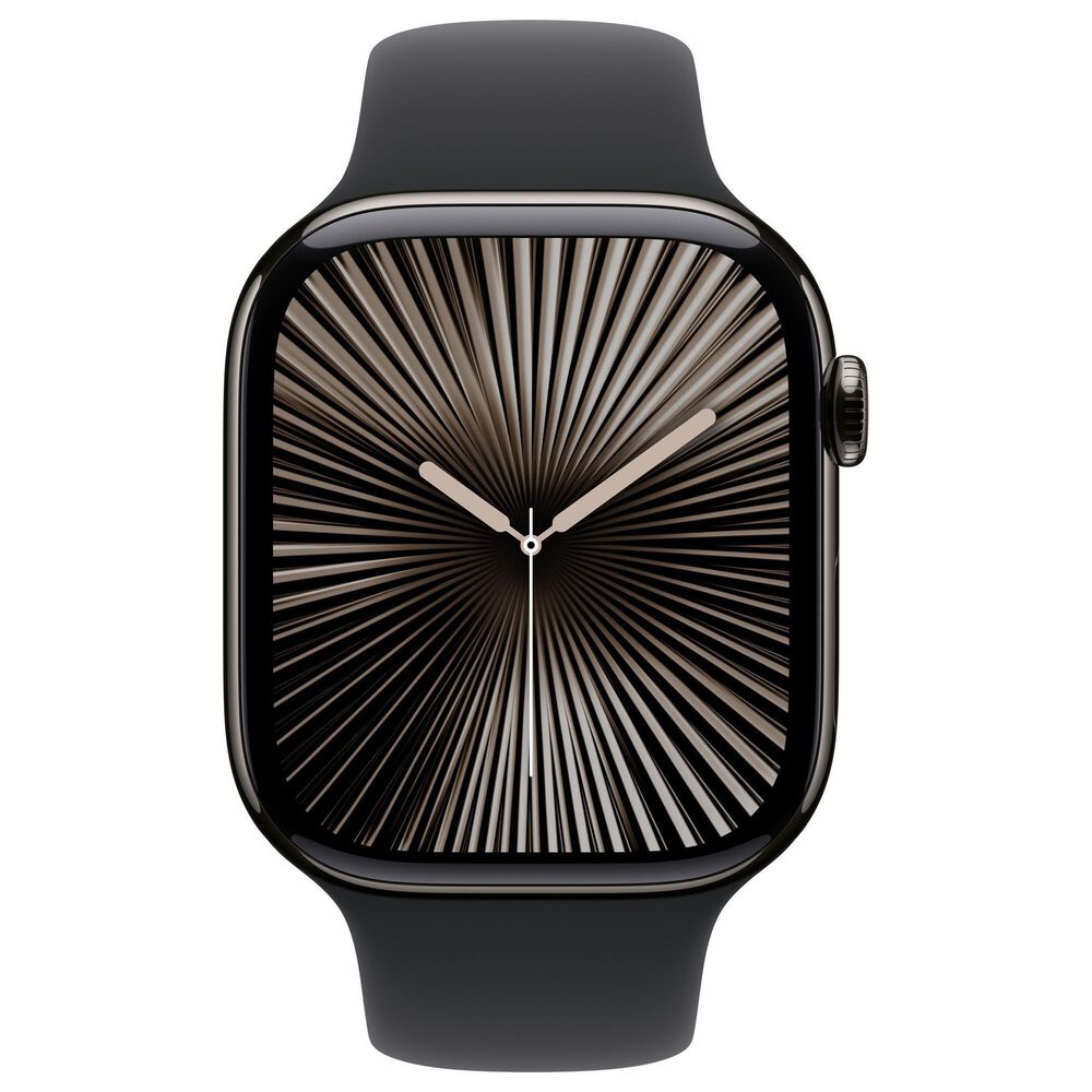 Apple Watch Series 10 GPS + Cellular 46mm Slate Titanium Case with Black Sport Band - S/M, , large