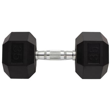 Weider 35 lb. Rubber Hex Dumbbell in Black and Chrome, , large