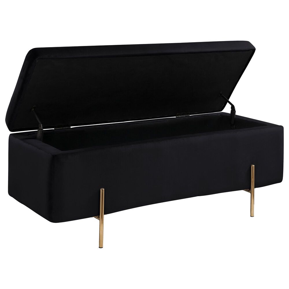 Lilola Home Emma Storage Bench in Black Velvet, , large