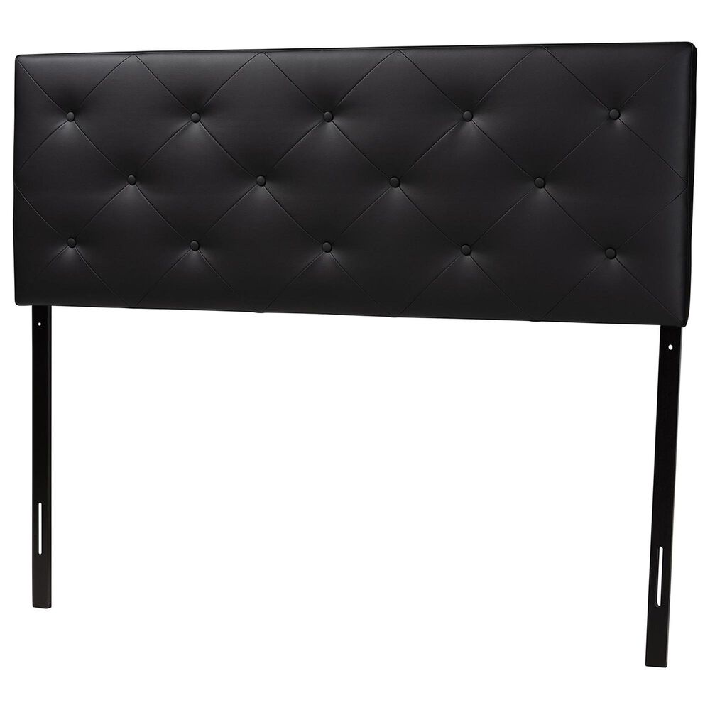 Baxton Studio Baltimore Queen Upholstered Panel Headboard in Black, , large