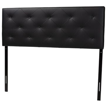 Baxton Studio Baltimore Queen Upholstered Panel Headboard in Black, , large