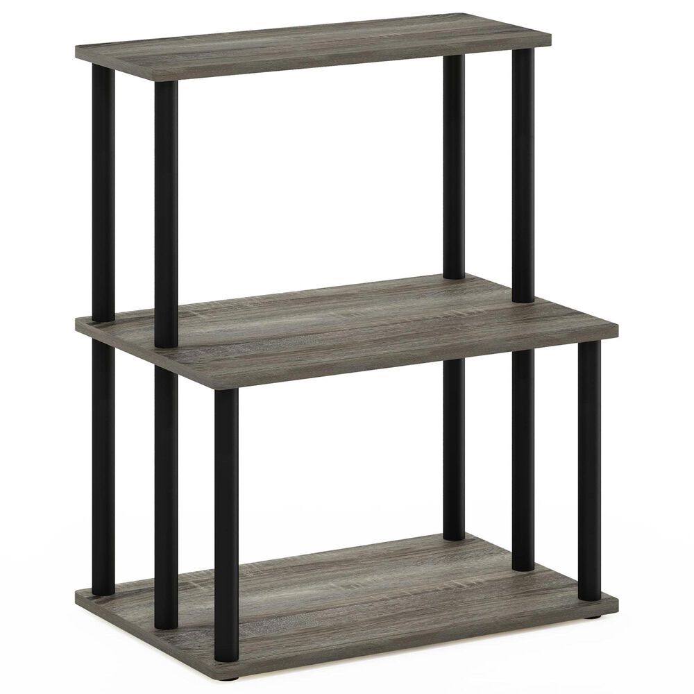 HOMLUX Turn-N-Tube 3-Tier Toolless Kitchen Storage Shelf in French Oak Grey and Black, , large