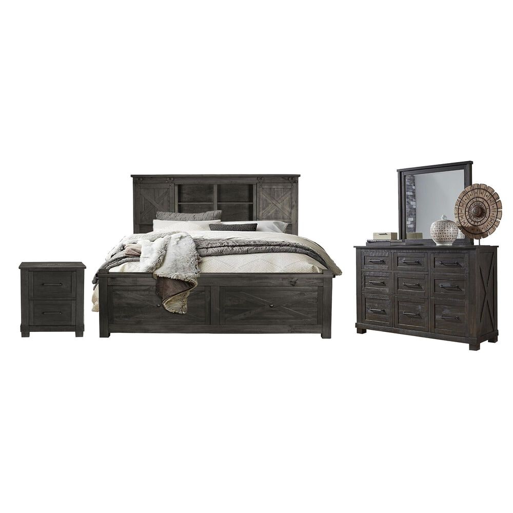 A-America Sun Valley 4 Piece King Storage Bedroom Set in Charcoal, , large