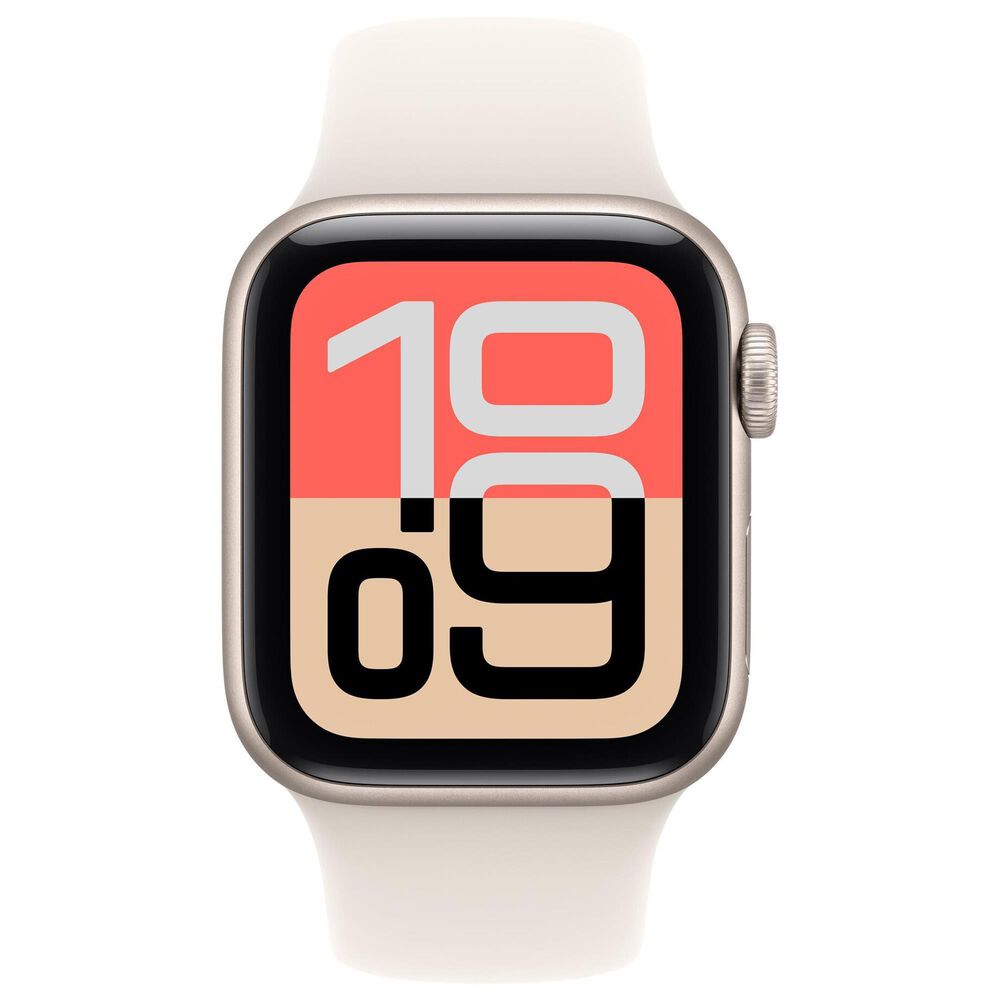 Apple Watch SE 3 (GPS) 40mm Aluminum Case with Sport Band - M/L in Starlight and 2-Year AppleCare+, , large