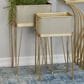 Maple and Jade Planter with Removable Stand in Gray and Gold Satin (Set of 2), , large