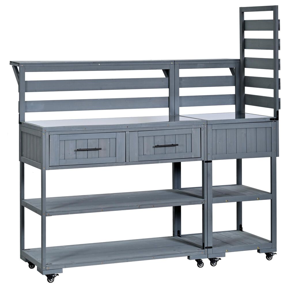 HOMLUX 62.3"" Outdoor Kitchen Island in Gray, , large