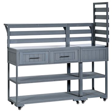 HOMLUX 62.3"" Outdoor Kitchen Island in Gray, , large