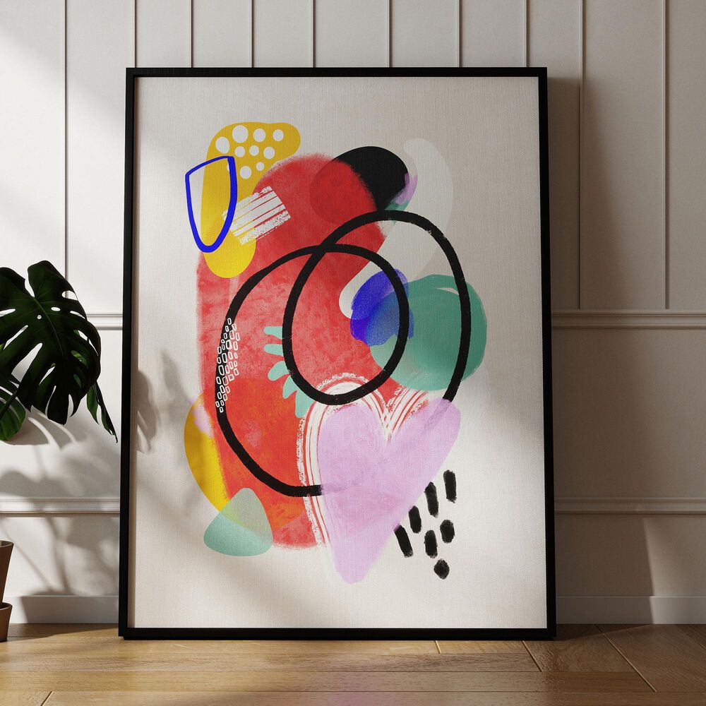 HOMLUX 24" x 18" Canvas Art with Black Frame in Multicolor, , large