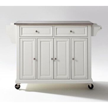 Crosley Furniture Stainless Steel Top Kitchen Cart in White, , large