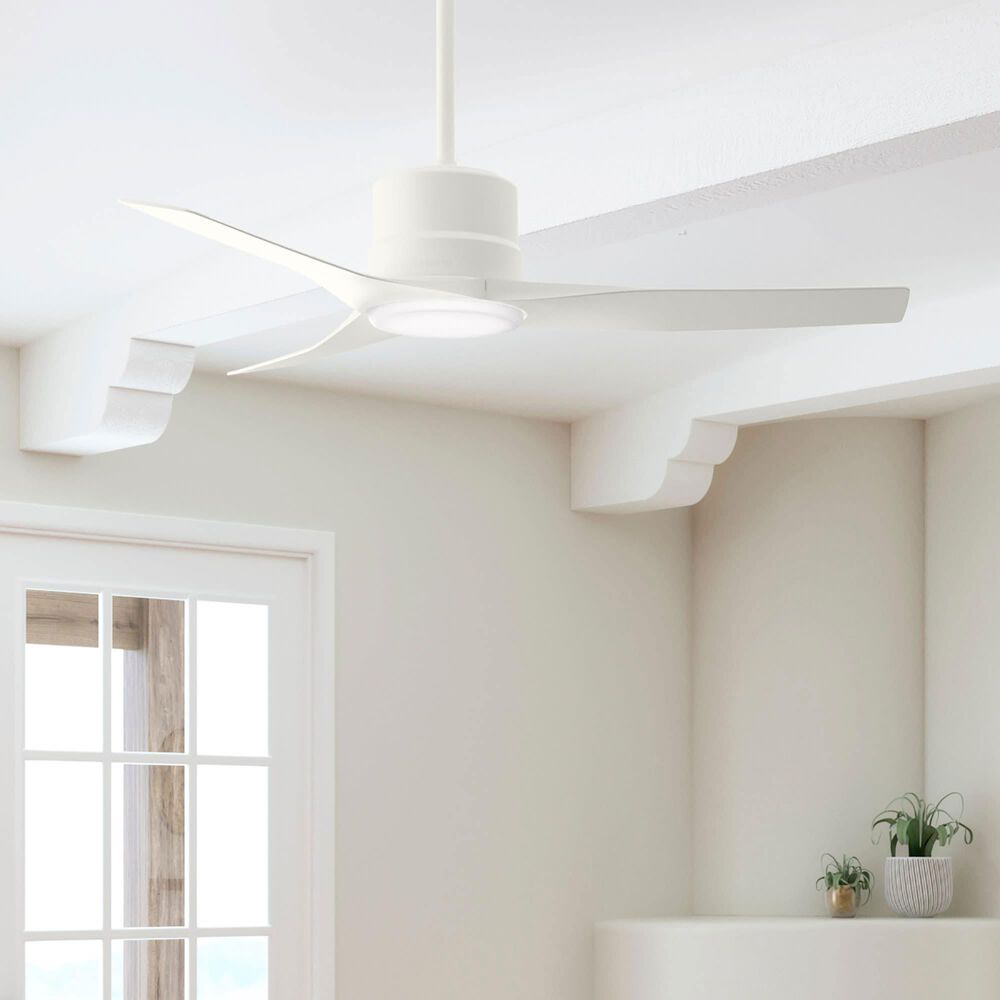 Hunter Piston 52&quot; Outdoor Ceiling Fan with LED Light in Fresh White, , large