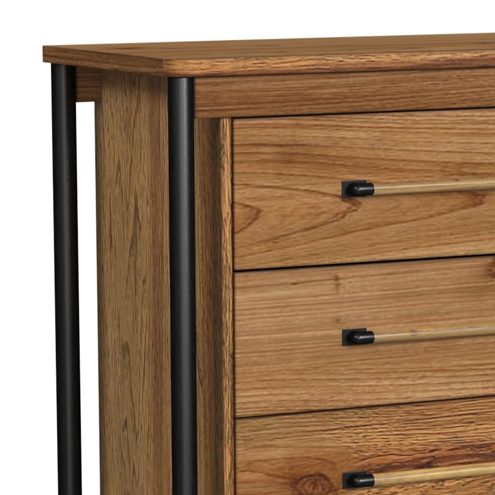 Hawthorne Furniture Norcross 5-Drawer Chest in Hickory and Black, , large