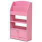 HOMLUX 4-Tier Space Saving Bookshelf with Storage Cabinet and Door in Pink, , large