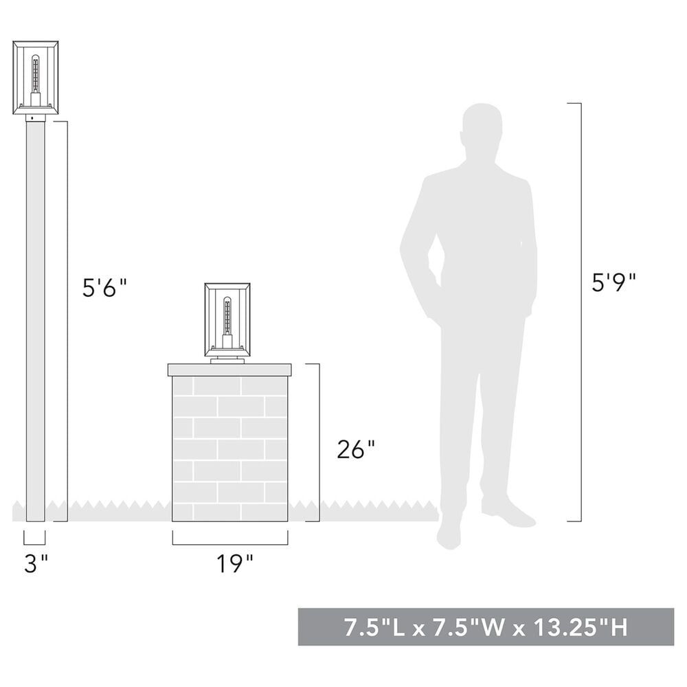 Golden Lighting Smyth 1-Light Outdoor Post Mount with Seeded Glass Shade in Natural Black, , large