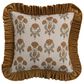 Creative Coop Cozy 18" Square Floral Throw Pillow with Mustard Velvet Ruffle in Multicolor, , large