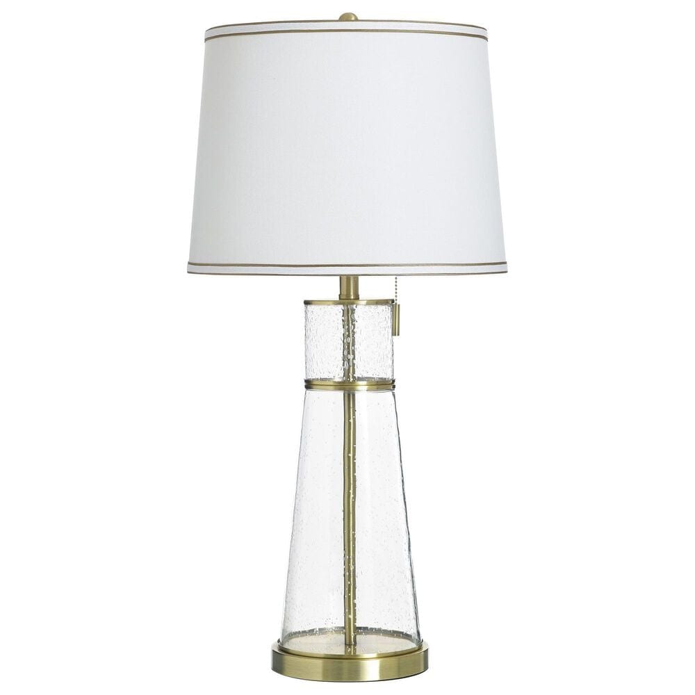 Flair Industries Table Lamp in Clear Seeded and Antique Brass, , large