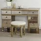 Flair Industries Vanessa 6-Drawers Vanity Desk with Folding Mirror and Stool in Champagne Silver, , large