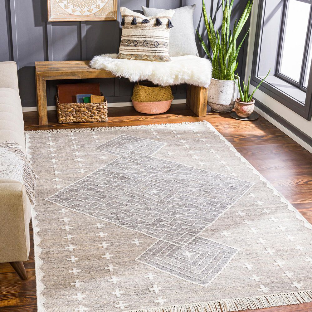Surya Bursa 8&#39;10&quot; x 12&#39; Gray, Charcoal and Cream Area Rug, , large