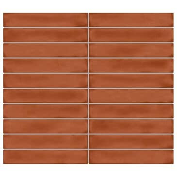 Dal-Tile Artcrafted Cotto 1" x 6" Straight Joint on 11.5" x 9.75" Glazed Ceramic Mosaic Sheet, , large