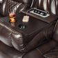 Ashley Warnerton Dual Power Reclining Sofa with Power Headrests in Chocolate, , large