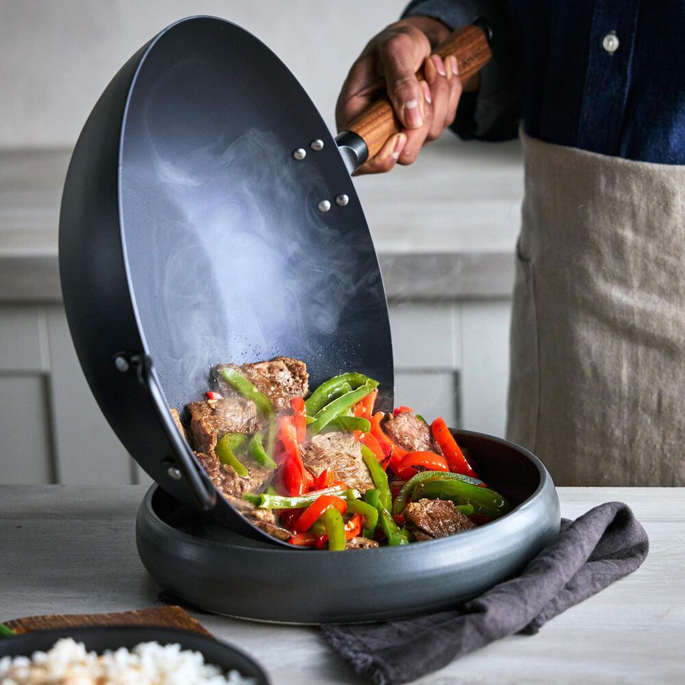 Green Pan Kyoto 14" Carbon Steel Wok in Black, , large
