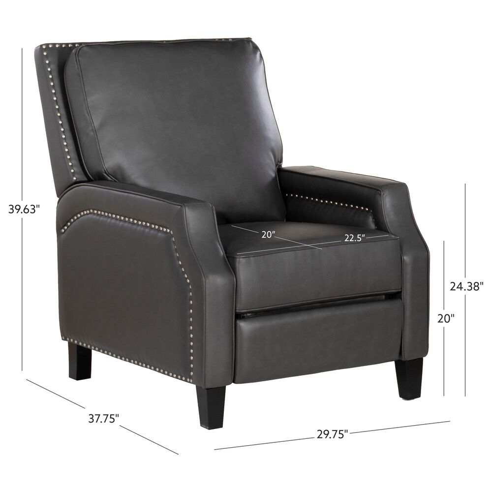 Linon Home Decor Portico Push Back Recliner in Gray, , large
