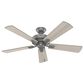 Hunter Crestfield 52" Pull Chain Ceiling Fan with LED Lights in Matte Silver, , large